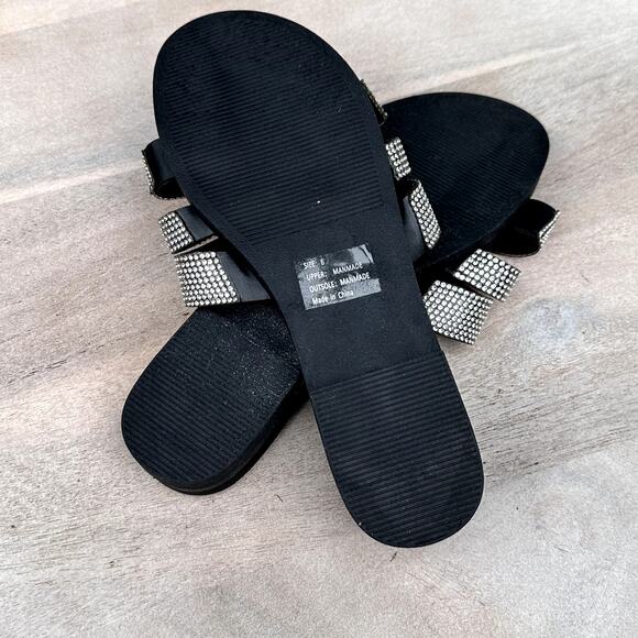 Olivia Miller Womens Size 6 Slides Saltspring Rhinestone Black Sandal Shoe New - Picture 8 of 16